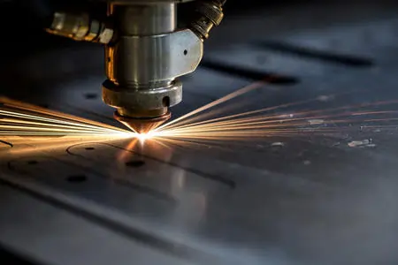 High-precision laser cutting process for sheet metal fabrication with bright sparks and smooth edges