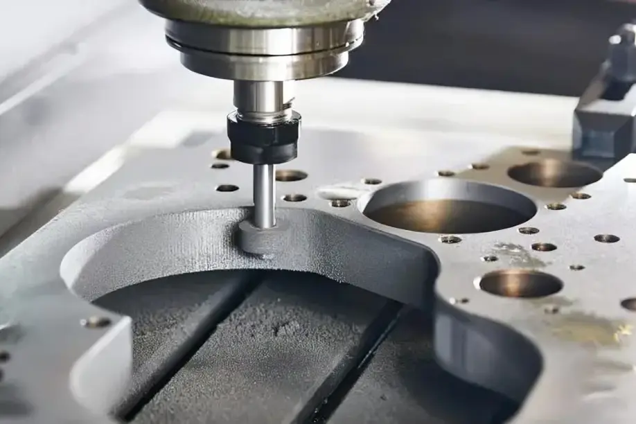 CNC machine tool cutting metal part with precision for manufacturing