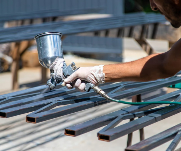 Powder coating applied to metal frame